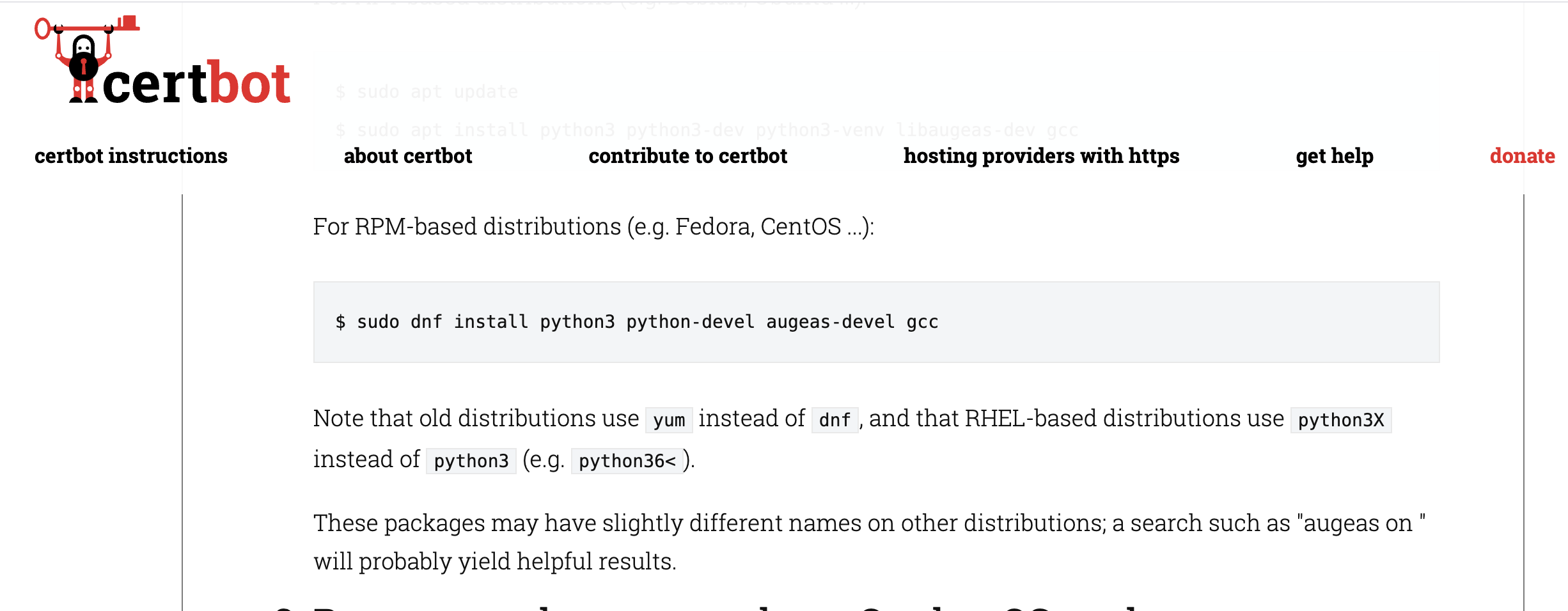 Certbot - install dependencies